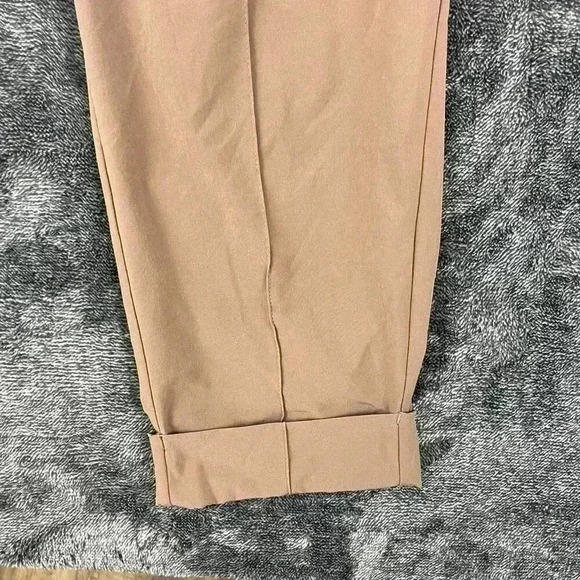 Athleta High-Rise Cardiff Pants Cuffed Pleated Belted Women's 10 Brown Pockets - Picture 5 of 12